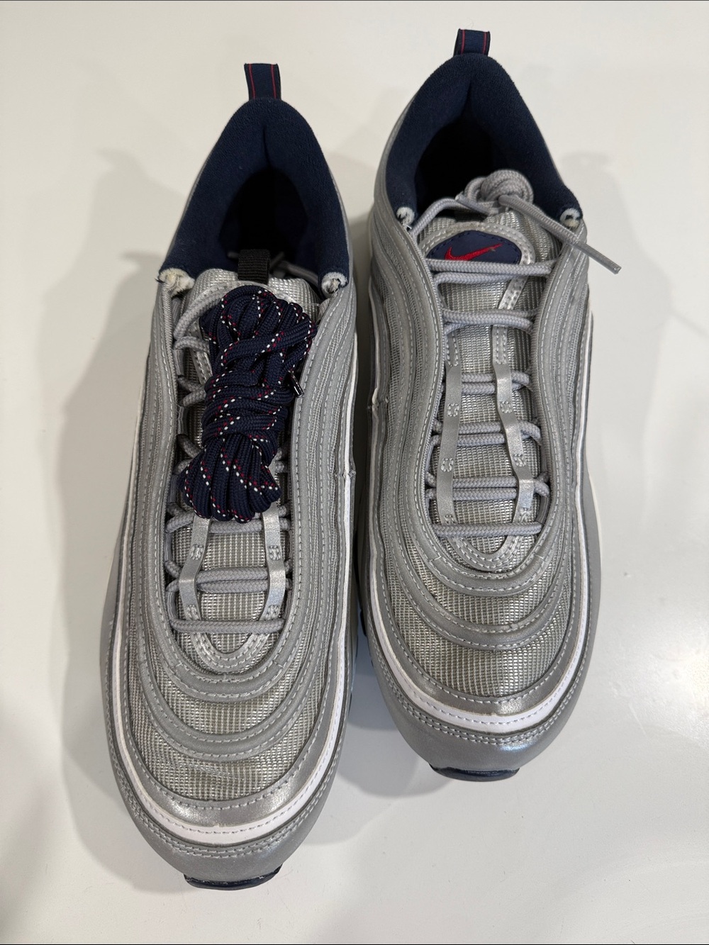 Nike Men's Silver and Navy Air Max 97 OG SP / PRD